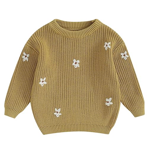 Mubineo Baby Girl Winter Clothes Cute Flower Sweater Crewneck Pullover Long Sleeve Knit Newborn Infant Sweaters
