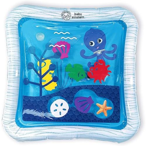 Baby Einstein Octopus Water Play Mat - Safety Fill Line, Tummy Time Activity & Sensory-Toy for Babies Newborn and up, Blue