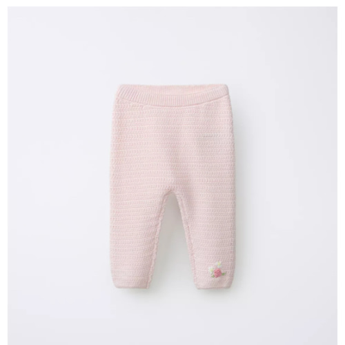 EMBROIDERED FLORAL KNIT PANTS - Light pink | ZARA United States