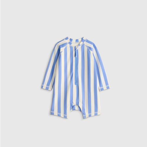 Long Sleeve Zip-Up Rash Guard One-Piece - Baby in Peri Beach