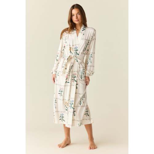 Della Cloud Jersey Banded Midi Robe in Rosehill - size L