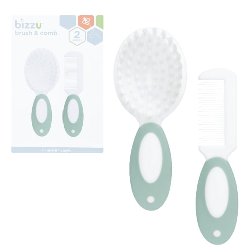 Bizzu Baby Ultra Soft Bristle Brush and Comb Set for Newborns and Toddlers, Cradle Cap Comb