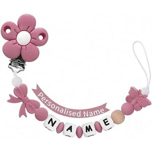 Personalized Baby Pacifier Clip with Name,Customized Name Silicone String Clip for Boy Girl