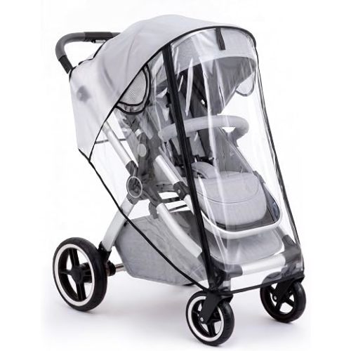Clear Stroller Rain Cover for Travel Strollers, Waterproof Recessed Zipper Design, Breathable Mesh Vents, Easy Access, Protects from Rain Wind Dust Snow