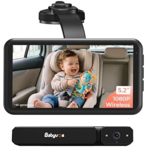 Babyvue BV6 Baby Car Camera Wireless, Baby Monitor with Suction Cup Mount