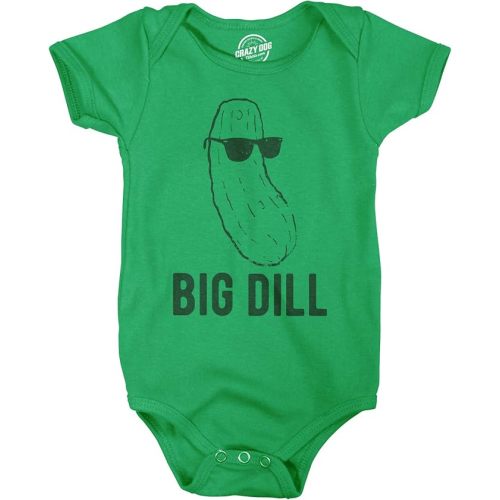 Crazy Dog T-Shirts Big Dill Baby Bodysuit Funny Big Deal Funny Cool Pickles Sunglasses Infant Jumper