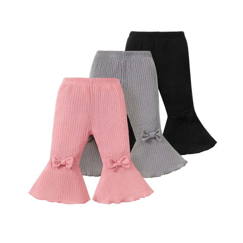 Infant Girls Clothes Baby Girl Pants Toddler Leggings 3 Pack Flare Baby Pants 3 6 9 12 18 24 Months Bell-bottoms for Girls Black Gray Pink
