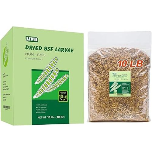 10LB Dried Black Soldier Fly Larvae, 86X Calcium Than Dried Mealworms, High Protein Non-GMO Organic Chicken Feed