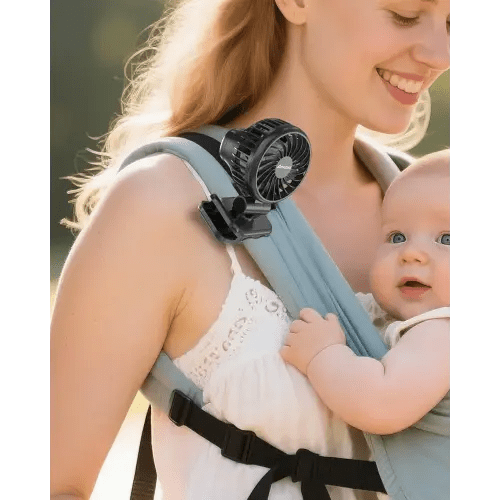 AMACOOL Mini Baby Fan with Clip for Carrier/Baby Car Seat/Bassinet, 3-Speed Portable Fan, 10H Cooling Rechargeable, Ultra Light 0.24 lb, Safe Gaps, 360° Rotatable for Diaper Backpack Stroller Travel