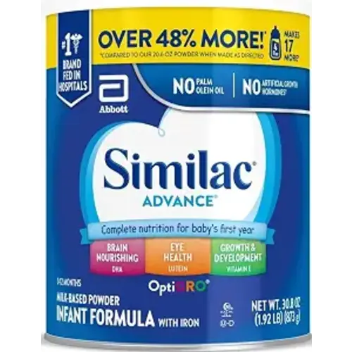 Similac Advance Infant Formula With Iron, Baby Formula Powder, 30.8-oz Value Can