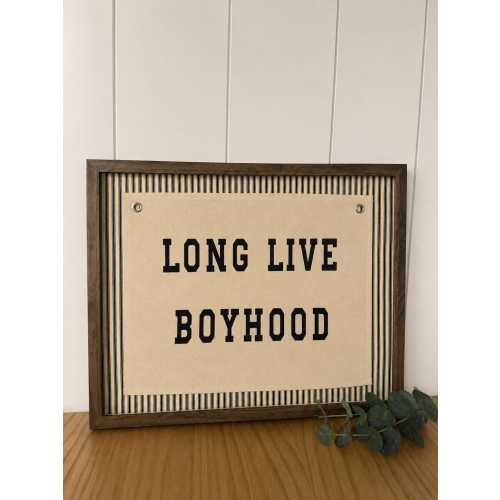 Framed Long Live Boyhood - Navy Stripes 16x20