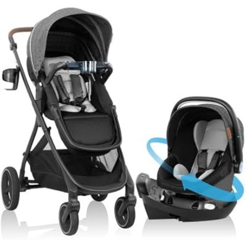 Evenflo Shyft Intuiti+ Travel System Featuring Revolve180 LiteMax NXT with SensorySoothe (Angler Tweed)
