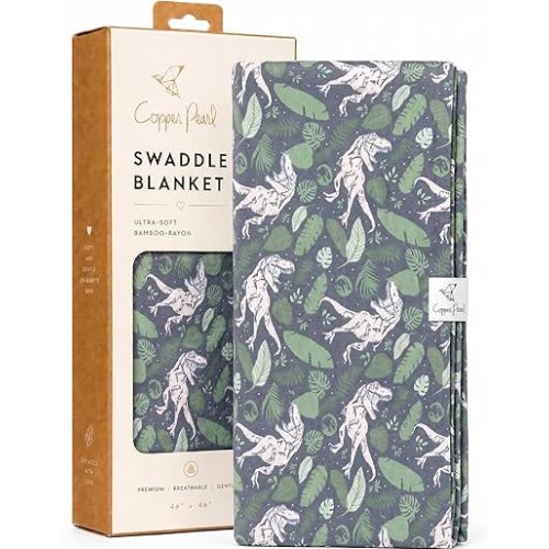 Copper Pearl Baby Swaddle Blanket - Premium Knit Baby Blanket, Large Soft Stretchy Receiving Blankets for Baby Boy and Girl, Swaddles for Newborn, Infant, and Toddler (Jurassic Park)