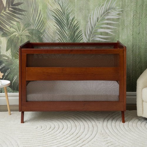 HALO 3-in-1 Convertible Wood Baby Cribs with Mesh Walls