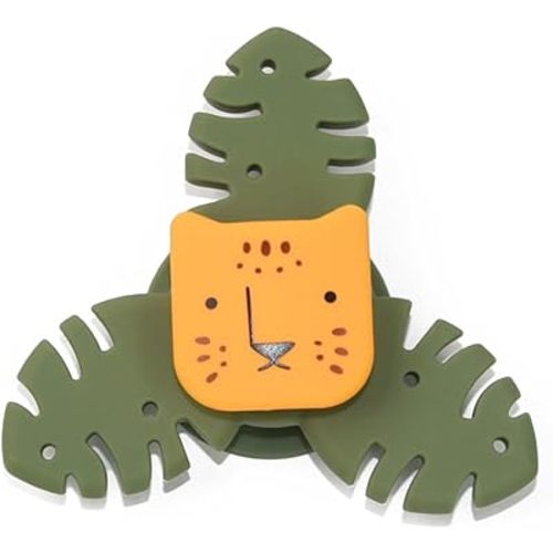 Silicone Suction Cup Spinner Toy 1-3 Year Old Boys & Girls - Spinning Sensory Toys for Toddlers 12-18 Months Toddler Sensory Toys for Bath & Play (Leaf Tiger)