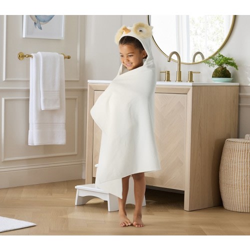 Snow Owl Plush Kid Hooded Towel