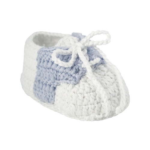 Baby Deer Boys White Light Blue Crochet Lace Up Saddle Booties 0 Baby