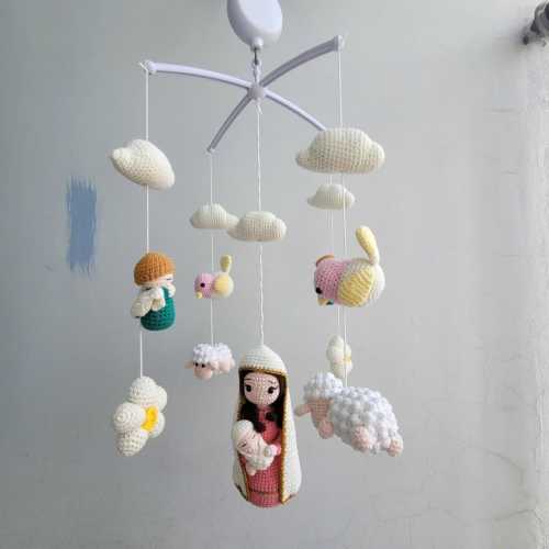 Catholic Baby Crib Mobile – Handmade Virgin Mary