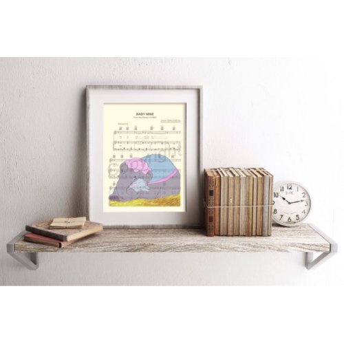Dumbo and Mother Baby Mine Sheet Music Art Print - Etsy