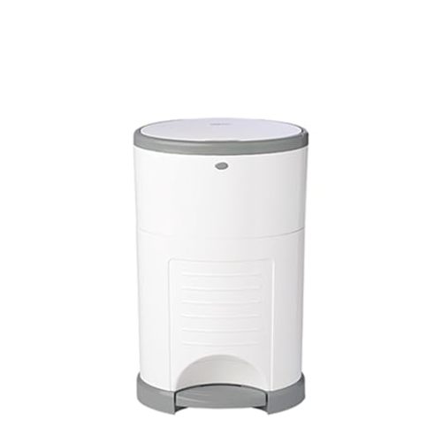 Diaper Dekor EKO MINI Diaper Pail, White, ONLY Eco-Friendly Diaper Pail Made with 70% Recycled Materials, Hands-Free: Step–Drop–Done, Cost-Effective Refill System