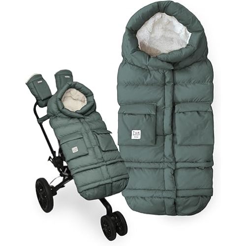 7AM Enfant Stroller Blanket 212 - Adjustable Baby Car Seat Zipped Blanket for Babies Winter, Unisex Multi Purpose Fleece Lined Warm Hooded Toddler Footmuff Water Repellent | (6M - 4T)