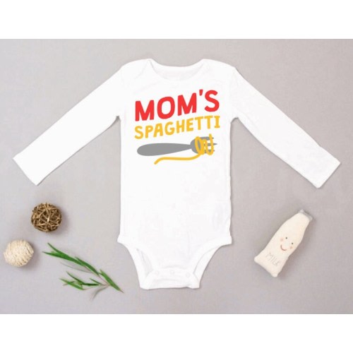 Mom&#39;s Spaghetti Baby Onesie bodysuit, Baby Shower Gift, Baby Birthday Gift, Baby Girl, Baby Boy, Unisex Kids Clothing