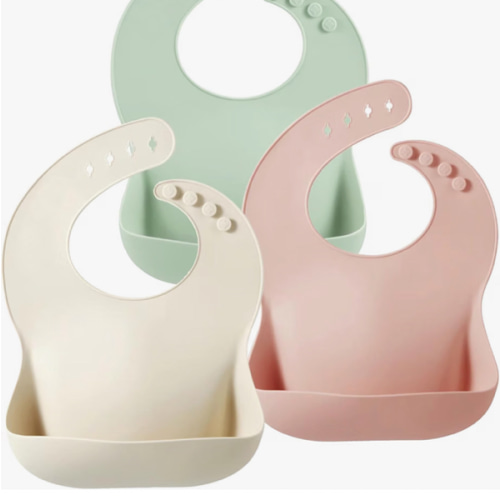 PandaEar Set of 3 Silicone Baby Bibs Waterproof, Soft, Unisex, 10-72 Months