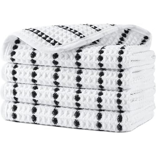 POLYTE 430 GSM Poly Blend Microfiber Waffle Wash Cloth Face Towel, 13x13 in