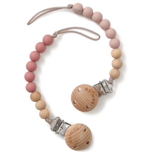 SAMiGO Pacifier Clips for Baby Girls Pacifier Holders Silicone Paci Binky Clips - 2 Pack