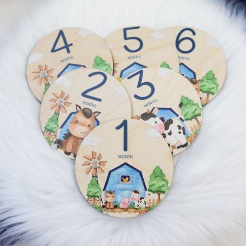 Farm Milestone Cards, Farm Animals Milestone Cards, Wood Milestone Card, Baby Milestones, Photo Prop, Farm Animal Nursery Theme C41