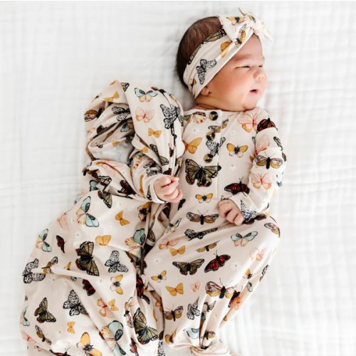 Amelia Newborn Gown/Headband/Mittens/Swaddle Bundle - Lou Lou & Co.