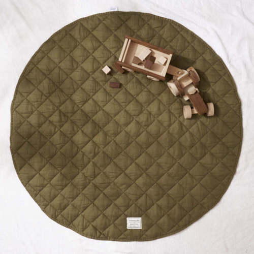 Warren Hill Quilted Linen Baby Play Mat – Olive | Soft, Breathable & Machine Washable