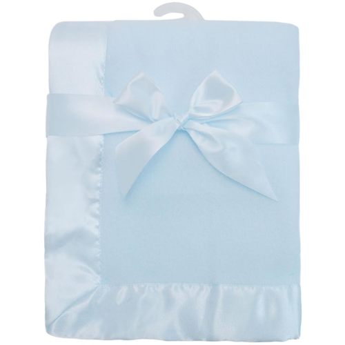 American Baby Company Fleece Blanket (30" x 40") with Silk-Like Satin Trim, Soft, Warm & Cozy, Blue, for Boys and Girls, Perfect for Baby Carrier, Stroller, Travel and Gifting