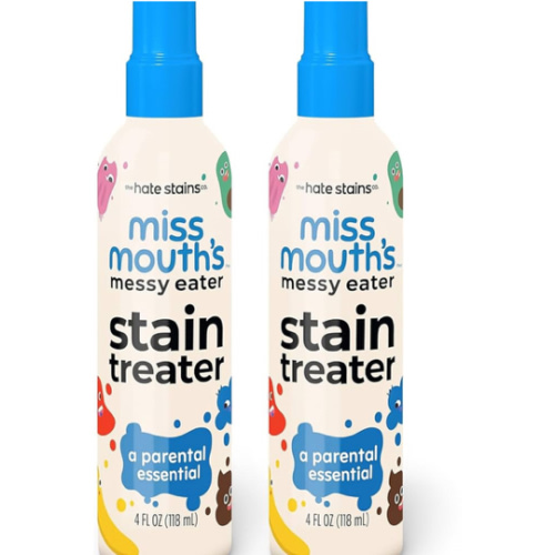Miss Mouth's Messy Eater Stain Treater Spray - 4oz 2 Pack Stain Remover - Newborn & Baby Essentials - No Dry Cleaning Food, Grease, Coffee Off Laundry, Underwear, Fabric