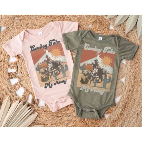 Cowboy Take Me Away Infant Onesies