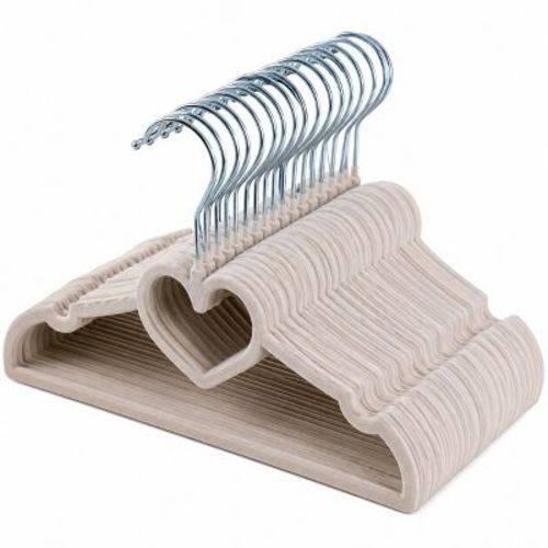 Trio Essentials Heart Kids Velvet Hangers, 50 Pack, Non-Slip, Ultra Slim Space Saving, 360° Swivel Hooks for Baby, Toddler, Ivory