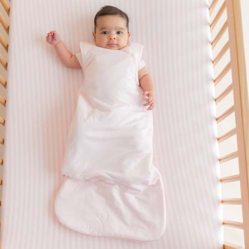 Crib Sheet in Small Sakura Stripe
