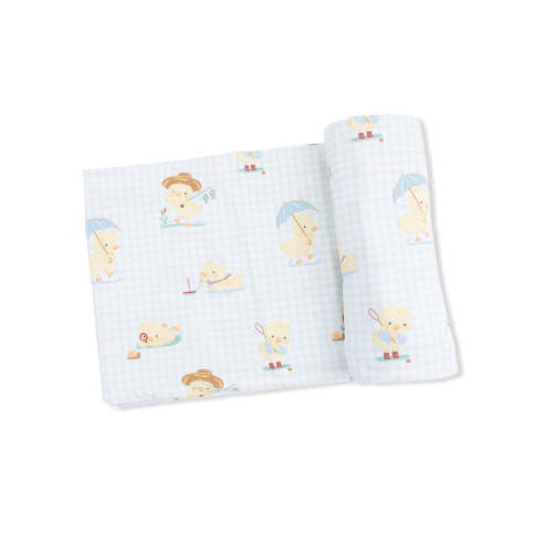 Stretch Swaddle, Vintage Spring Ducklings Green
