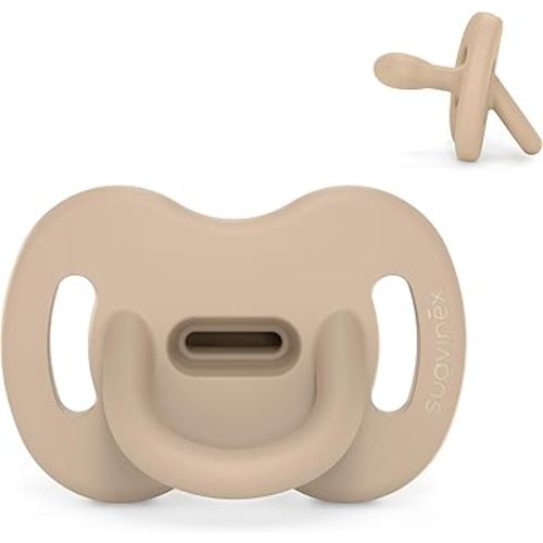 Color Essence SX PRO Silicone Baby Pacifier 1Pk, Made with 100% Soft Silicone, Baby Essentials Perfect for Breastfeeding Babies, Designed in Spain, 0-6 Mths, Irish Cream