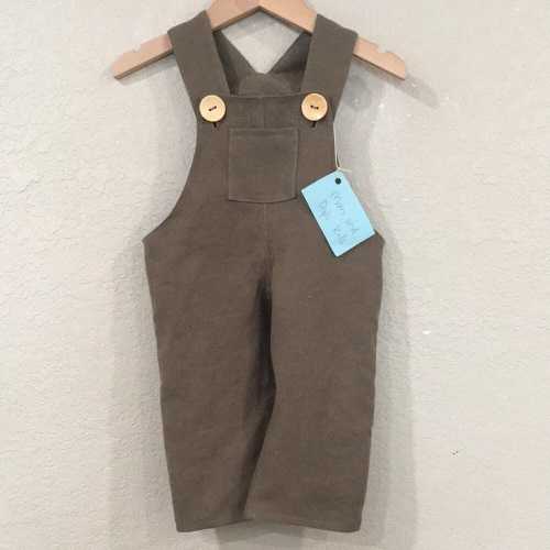 Overalls 100% Linen Baby 6M Green Designer Minimalist Unisex Mom and Pop's Kids
