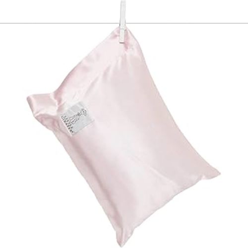 Little Giraffe Satin Decor Pillow - Ultra-Soft Feather Yarn Knit with Elegant Satin Trim - 10" x 13", Pink