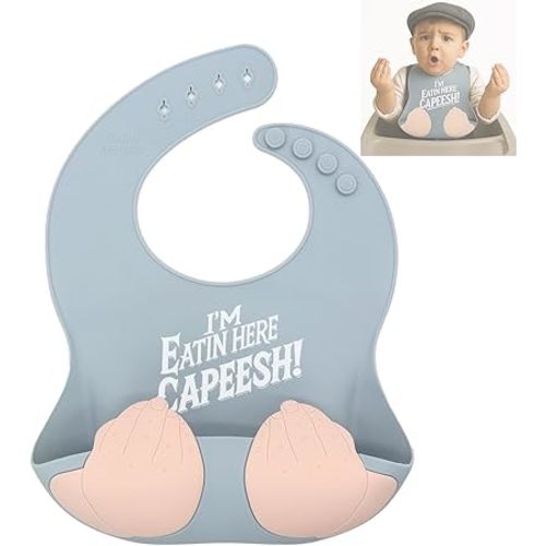 Teasin' Teethers Funny Italian Silicone Baby Bib with Pocket Food Catcher for Toddlers and Infants Funny Baby Bib Gift