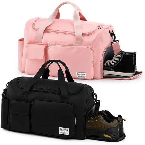2 Sets Couples Gym Duffle Bags with Shoe Compartment Overnight
