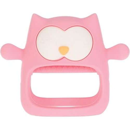 Nuby Silicone Wrist Grip Teething Mitten - 3+ Months, Pink Owl