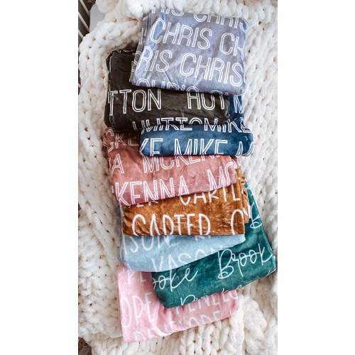 Custom Solid Color & Font Personalized Toddler Blanket