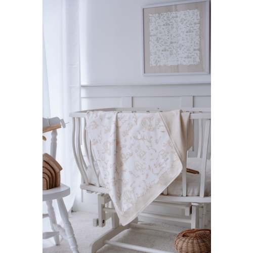 Double-Sided Baby Blanket - Toile De Jouy/Beige