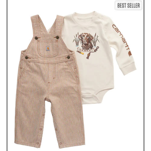 Boys' 2-Piece Long Sleeve Bodysuit & Stripe Overall Set (Baby) | Gifts for Everyone | Carhartt