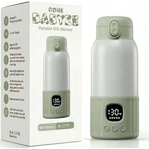 Portable Bottle Warmer 12.8oz – Baby Bottle Warmer for Breast Milk & Formula, Fast Heating with Smart Temperature Control, Long Battery Life, Cordless for Travel, Car & Outdoor Baby Feeding