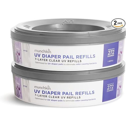 Munchkin® UV Diaper Pail Refill Rings, Holds up to 544 Newborn Diapers, 2 Pack - Waste Bag