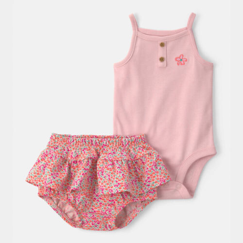 Baby Girl 2-Piece Floral Sleeveless Top & Short Set - Pink | Carter’s Oshkosh Canada